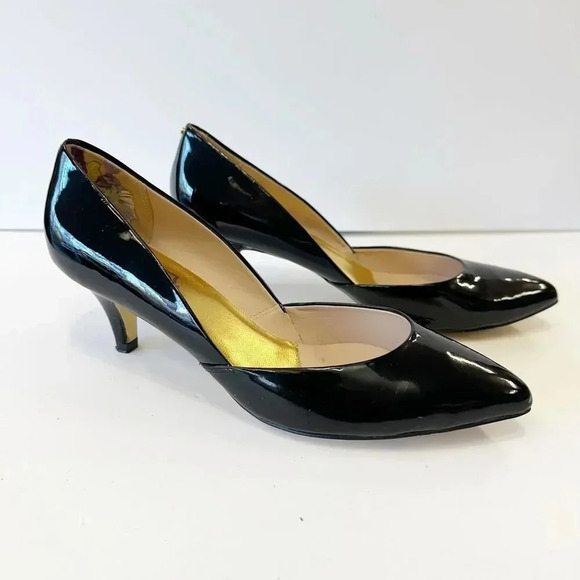 TED BAKER Black Patent Leather Kitten Heel Size 9.5 - Picture 5 of 8